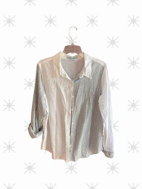 Blue Sol blue white cotton mixed pattern button down shirt Size L